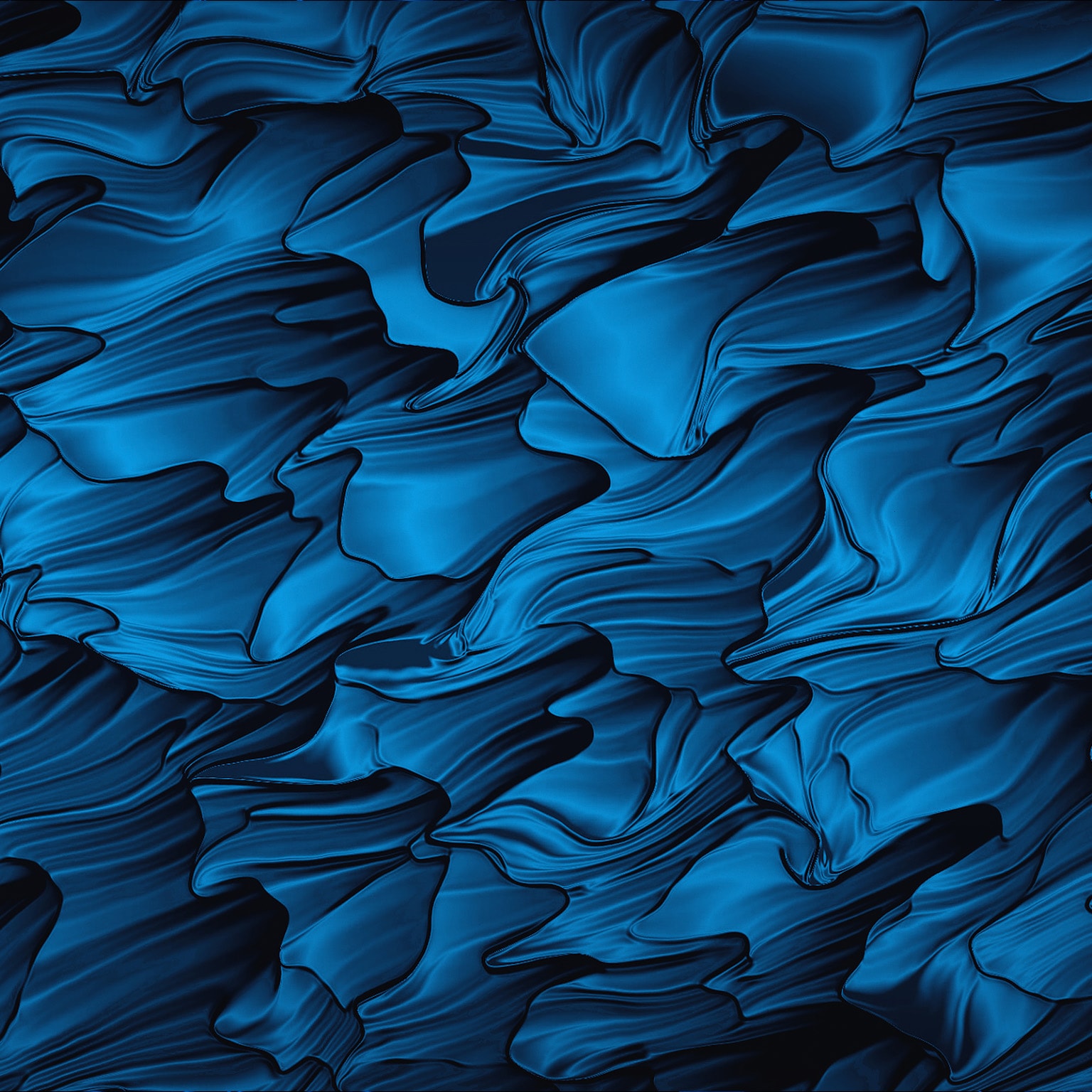Moving illustration of wavy blue lines that was produced using computer code